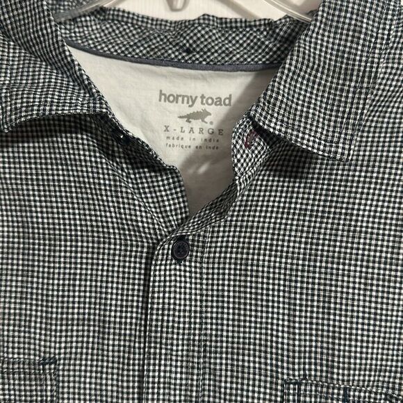 HORNY TOAD Black & White Plaid Button Down - Picture 2 of 4